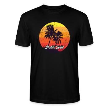 Palm trees - Stanley/Stella CRAFTER Unisex Organic T-Shirt - black - Front - Alina (178cm) & Michal (187cm)