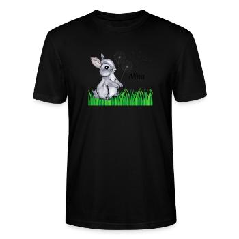 Hase Name Geschenk Nina - Stanley/Stella Unisex Bio-T-Shirt CRAFTER - Schwarz - Vorne - Alina (178cm) & Michal (187cm)