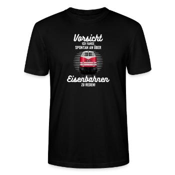 Eisenbahn Shirt Lok Lokomotive V 180 - Stanley/Stella Unisex Bio-T-Shirt CRAFTER - Schwarz - Vorne - Alina (178cm) & Michal (187cm)