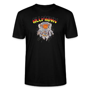 Funny original German Alman and Allmann - Stanley/Stella CRAFTER Unisex Organic T-Shirt - black - Front - Alina (178cm) & Michal (187cm)