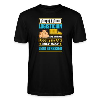Logistics Logistician Retired Logistician - Stanley/Stella CRAFTER Unisex Organic T-Shirt - black - Front - Alina (178cm) & Michal (187cm)
