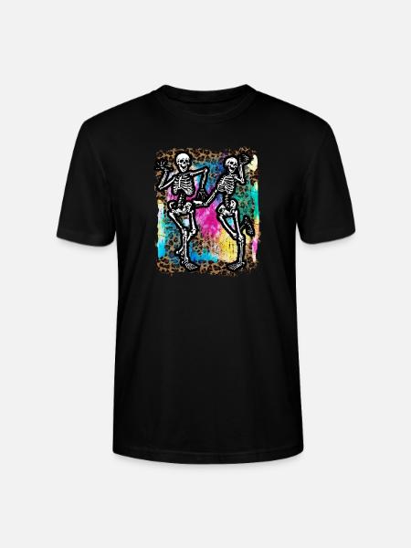 Halloween Skeletons Dancing Tie Dye - Stanley/Stella CRAFTER Unisex Organic T-Shirt - black
