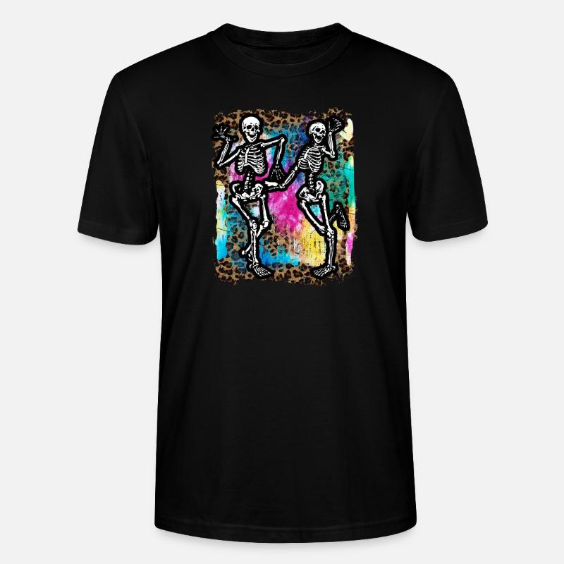 Halloween Squelettes Dancing Tie Dye - T-shirt bio CRAFTER Stanley Stella Unisexe - noir