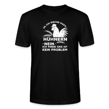 Ja ich rieche nach Hühnern - Stanley/Stella Unisex Bio-T-Shirt CRAFTER - Schwarz - Vorne - Alina (178cm) & Michal (187cm)