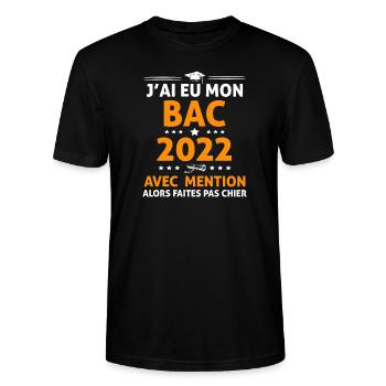 Ideé Cadeau Bachelier Bachelière Bac 2022 - T-shirt bio CRAFTER Stanley Stella Unisexe - noir - Devant - Alina (178cm) & Michal (187cm)