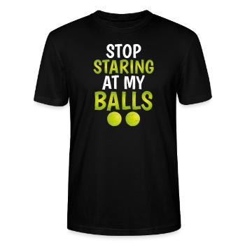 Tennis amusant - T-shirt bio CRAFTER Stanley Stella Unisexe - noir - Devant - Alina (178cm) & Michal (187cm)