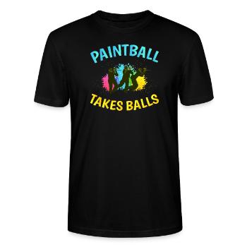 Drôle d’humour Ironic Paintball Game - T-shirt bio CRAFTER Stanley Stella Unisexe - noir - Devant - Alina (178cm) & Michal (187cm)