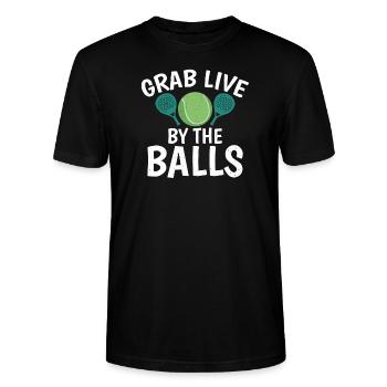 Fun tennis - Stanley/Stella CRAFTER Unisex Organic T-Shirt - black - Front - Alina (178cm) & Michal (187cm)