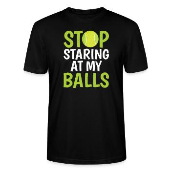 Tennis amusant - T-shirt bio CRAFTER Stanley Stella Unisexe - noir - Devant - Alina (178cm) & Michal (187cm)