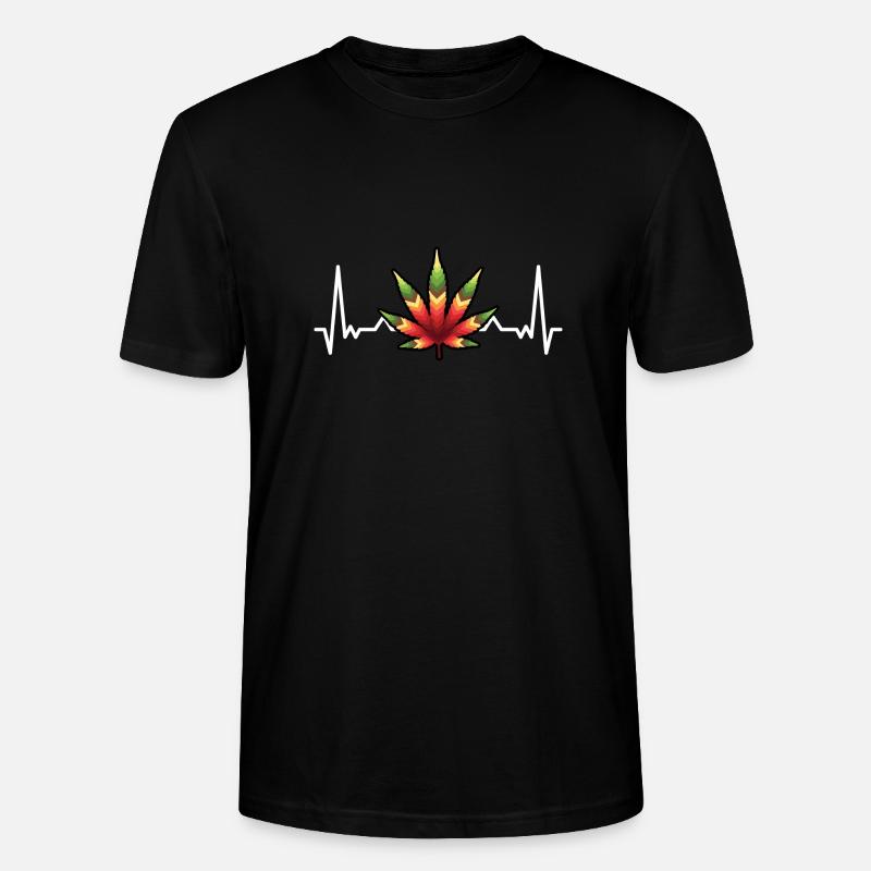 Heartbeat Weed Canabis - T-shirt bio CRAFTER Stanley Stella Unisexe - noir