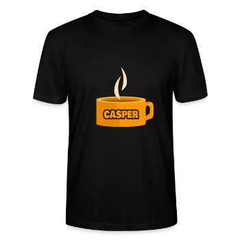 Casper as a teacup - Stanley/Stella CRAFTER Unisex Organic T-Shirt - black - Front - Alina (178cm) & Michal (187cm)