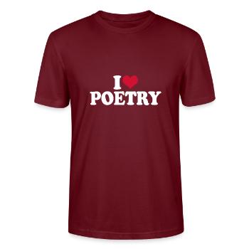 Poet I Love Poetry - Stanley/Stella CRAFTER Unisex Organic T-Shirt - burgundy - Front - Alina (178cm) & Michal (187cm)