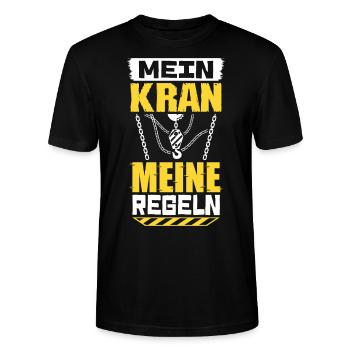 Kran Mein Kran meine Regeln - Stanley/Stella Unisex Bio-T-Shirt CRAFTER - Schwarz - Vorne - Alina (178cm) & Michal (187cm)