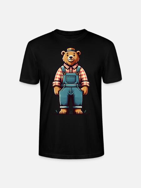 Cute Bear Farmer - Stanley/Stella Unisex Bio-T-Shirt CRAFTER - Schwarz