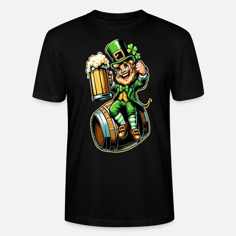 Bierfass-Leprechaun (Irischer Kobold) - Stanley/Stella Unisex Bio-T-Shirt CRAFTER - Schwarz