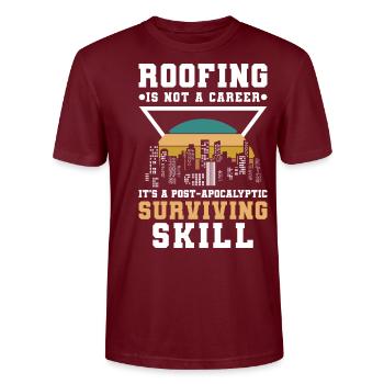 Master Roofer Construction Site - Stanley/Stella CRAFTER Unisex Organic T-Shirt - burgundy - Front - Alina (178cm) & Michal (187cm)