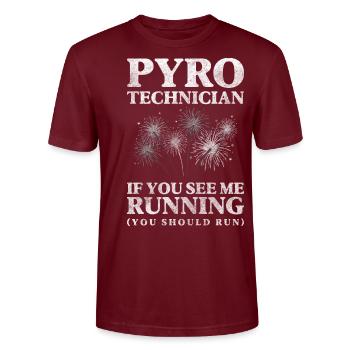 Technique Firecracker Pyroshow Professional - Stanley/Stella CRAFTER Unisex Organic T-Shirt - burgundy - Front - Alina (178cm) & Michal (187cm)