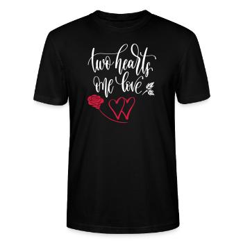 two hearts one love, Rose - Stanley/Stella Unisex Bio-T-Shirt CRAFTER - Schwarz - Vorne - Alina (178cm) & Michal (187cm)