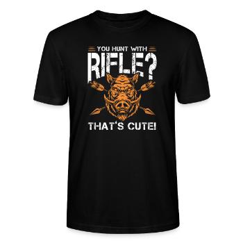vous chassez avec un fusil mignon Design for a - T-shirt bio CRAFTER Stanley Stella Unisexe - noir - Devant - Alina (178cm) & Michal (187cm)