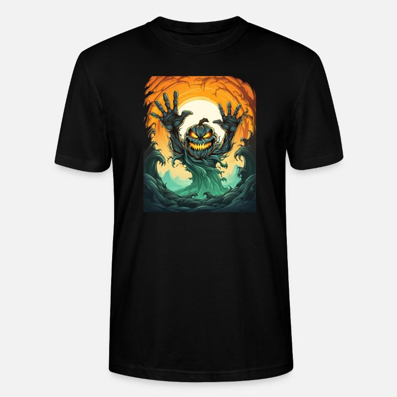 Halloween Emerging Hands Spooky Pumpkin - Stanley/Stella CRAFTER Unisex Organic T-Shirt - black