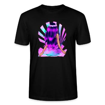 Fleur Enfant Noir-Rose Cheveux Rose Fille Violet - T-shirt bio CRAFTER Stanley Stella Unisexe - noir - Devant - Alina (178cm) & Michal (187cm)