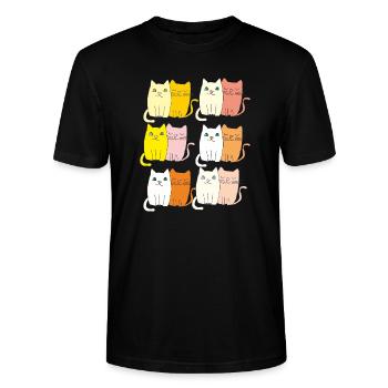 katzen lustig - Stanley/Stella Unisex Bio-T-Shirt CRAFTER - Schwarz - Vorne - Alina (178cm) & Michal (187cm)