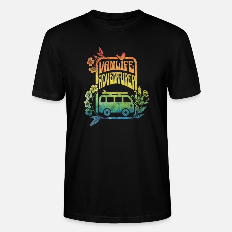 Vanlife - Regenbogenfarbene Blumen - Stanley/Stella Unisex Bio-T-Shirt CRAFTER - Schwarz