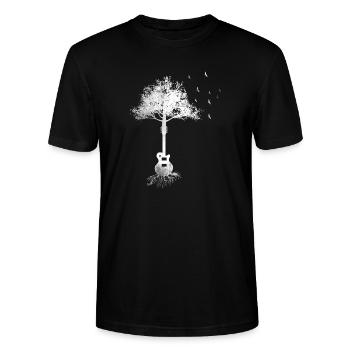 Geschenk Baum Gitarrist Gitarre E-Gitarre eGitarre - Stanley/Stella Unisex Bio-T-Shirt CRAFTER - Schwarz - Vorne - Alina (178cm) & Michal (187cm)