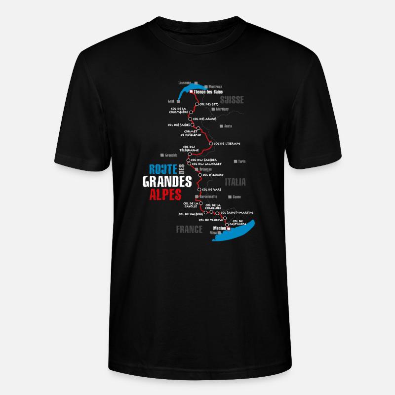 Die Strecke der Route des Grandes Alpes (b) - Stanley/Stella Unisex Bio-T-Shirt CRAFTER - Schwarz