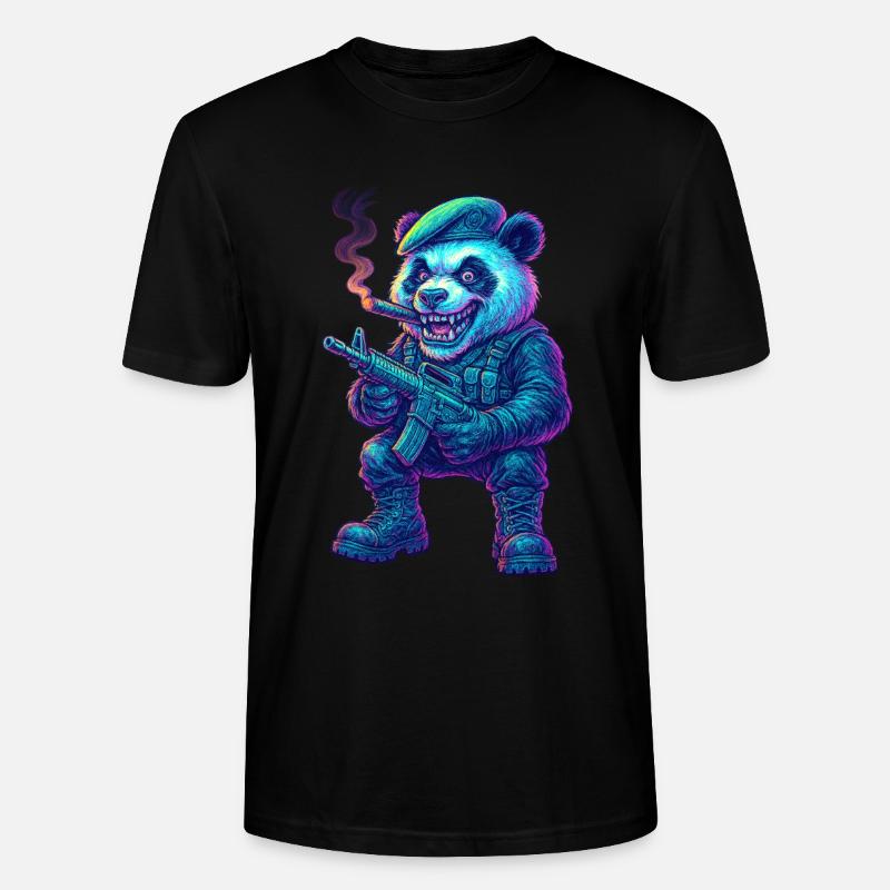 Neon Panda Söldner - Stanley/Stella Unisex Bio-T-Shirt CRAFTER - Schwarz