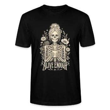 Gerade lebendig genug - Stanley/Stella Unisex Bio-T-Shirt CRAFTER - Schwarz - Vorne - Alina (178cm) & Michal (187cm)