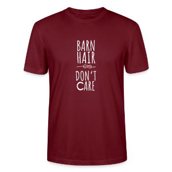 Barn Hair dont care Cheval Horse Rengaine - T-shirt bio CRAFTER Stanley Stella Unisexe - bordeaux - Devant - Alina (178cm) & Michal (187cm)