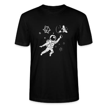 Cooler Weltall Astronaut - Stanley/Stella Unisex Bio-T-Shirt CRAFTER - Schwarz - Vorne - Alina (178cm) & Michal (187cm)