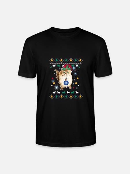 Chat noël père noël - T-shirt bio CRAFTER Stanley Stella Unisexe - noir