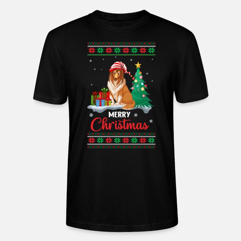Weihnachtsgeschenk Hund unterm Weihnachtsbaum - Stanley/Stella Unisex Bio-T-Shirt CRAFTER - Schwarz
