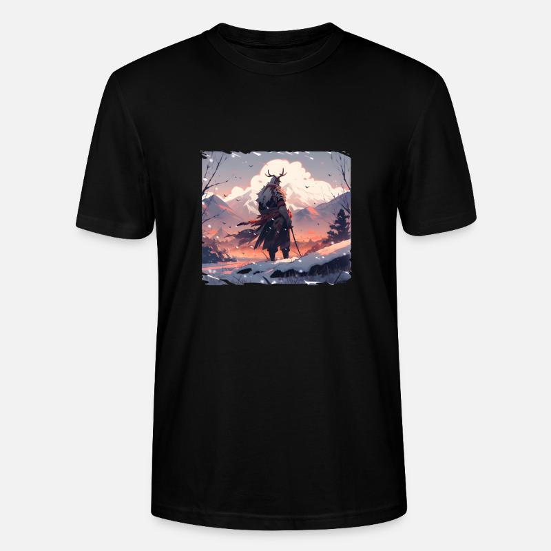Samouraï dans un paysage enneigé - T-shirt bio CRAFTER Stanley Stella Unisexe - noir