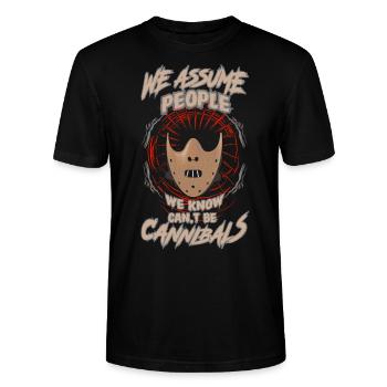 Nous ASSUM gens que nous connaissons ne peux pas être cannibales - T-shirt bio CRAFTER Stanley Stella Unisexe - noir - Devant - Alina (178cm) & Michal (187cm)