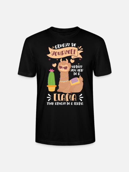 Llama Llamas Animal Soft - Stanley/Stella CRAFTER Unisex Organic T-Shirt - black