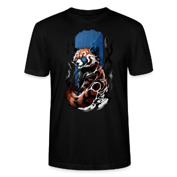 Enigmatic Radiance: Red Panda with Blue Eyes - Stanley/Stella CRAFTER Unisex Organic T-Shirt - black - Front - Alina (178cm) & Michal (187cm)