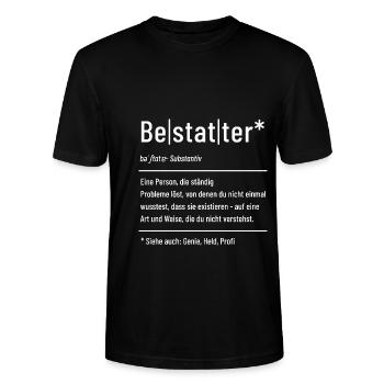 Bestatter - Definition - Lexikon - Stanley/Stella Unisex Bio-T-Shirt CRAFTER - Schwarz - Vorne - Alina (178cm) & Michal (187cm)