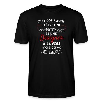 Prinzessin und Designerin, ich schaffe es! - Stanley/Stella Unisex Bio-T-Shirt CRAFTER - Schwarz - Vorne - Alina (178cm) & Michal (187cm)