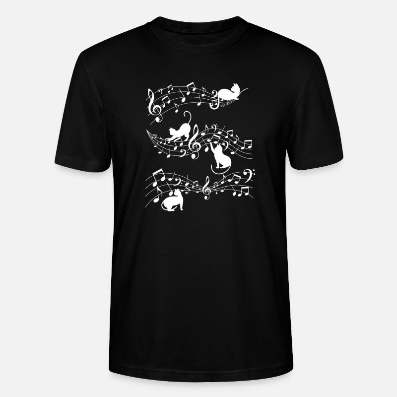 Note de musique et chat - T-shirt bio CRAFTER Stanley Stella Unisexe - noir
