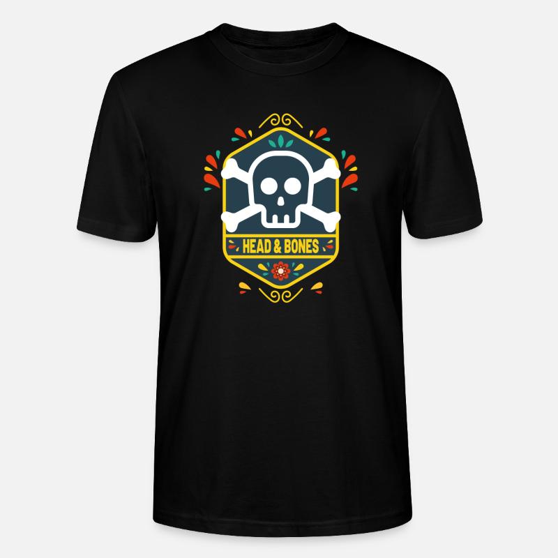 Head and bones flower - Stanley/Stella Unisex Bio-T-Shirt CRAFTER - Schwarz