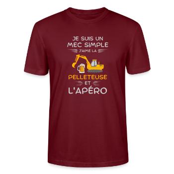 Mec simple j aime pelleteuse et Apéro 2 - T-shirt bio CRAFTER Stanley Stella Unisexe - bordeaux - Devant - Alina (178cm) & Michal (187cm)