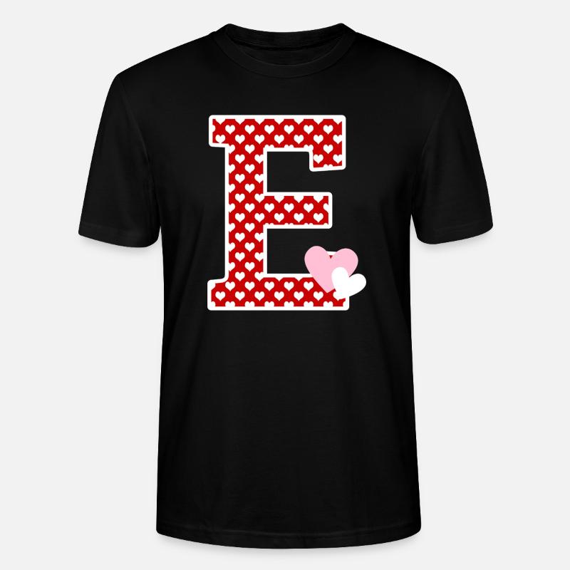 Buchstabe E Herz - Stanley/Stella Unisex Bio-T-Shirt CRAFTER - Schwarz
