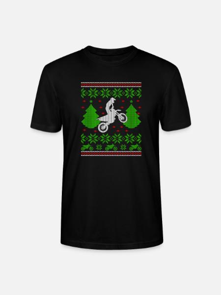 dirtbike motorcross ugly christmas - Stanley/Stella CRAFTER Unisex Organic T-Shirt - black