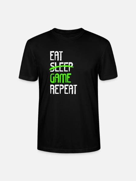 EAT SLEEP GAME REPEAT - Stanley/Stella CRAFTER Unisex Organic T-Shirt - black