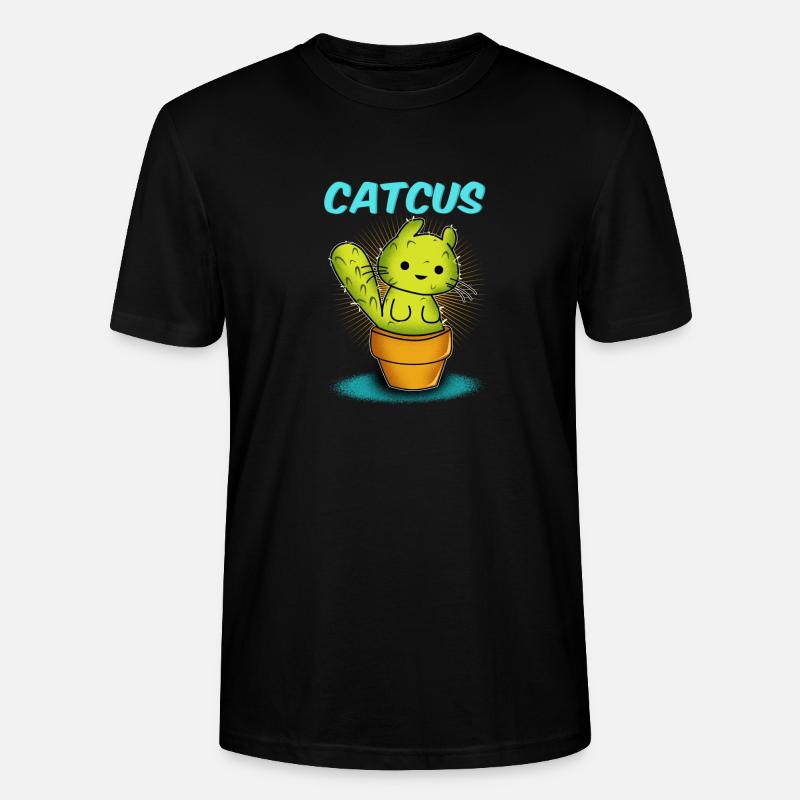 Chat / CATCUS / Cactus / Cadeau - T-shirt bio CRAFTER Stanley Stella Unisexe - noir