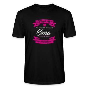 Verrückte Oma Geschenk Baby Neugeborenes - Stanley/Stella Unisex Bio-T-Shirt CRAFTER - Schwarz - Vorne - Alina (178cm) & Michal (187cm)