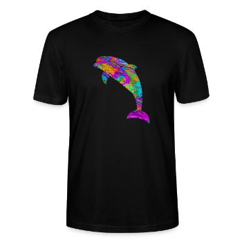 poisson mammifère aquatique cadeau Dolphin - T-shirt bio CRAFTER Stanley Stella Unisexe - noir - Devant - Alina (178cm) & Michal (187cm)